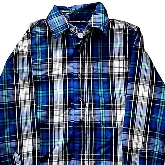 Excellent condition Simply Styled Boys Plaid Shirt - Size 8 - Blue Green White - Picture 4 of 6